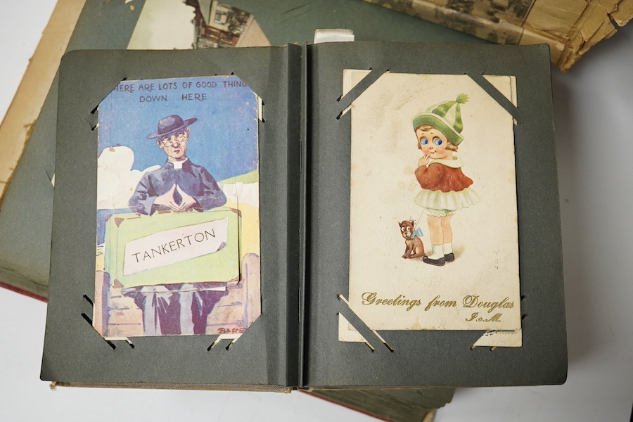 Two late 19th century early 20th century postcard albums. Condition - variable